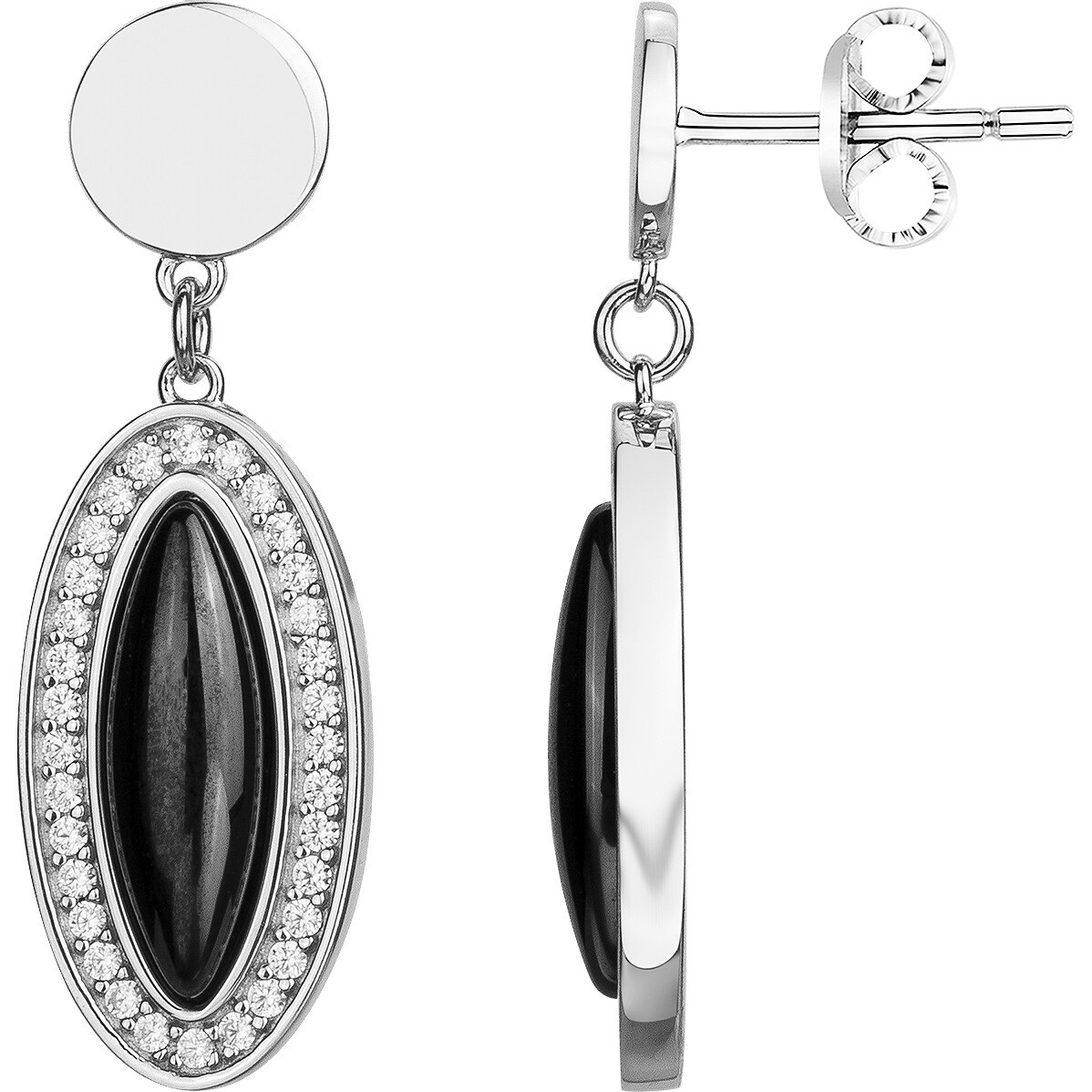 Boucles d'oreilles Galet Phebus Femme en Argent