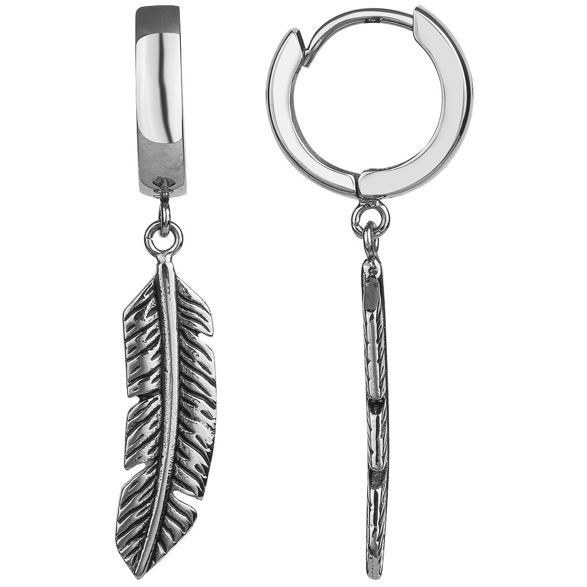 Boucles d'oreilles Plume Phebus Homme en Acier