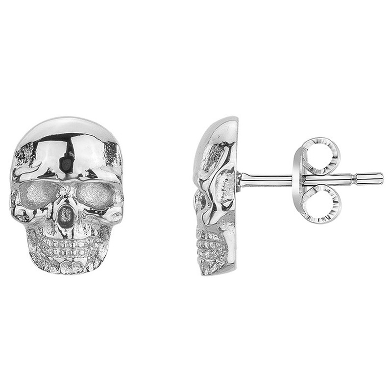 Boucles d'oreilles Tête de mort Argent Phebus Homme en Acier