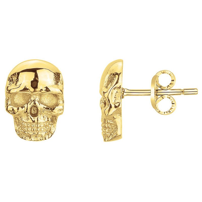 Boucles d'oreilles Tête de mort Doré Phebus Homme en Acier