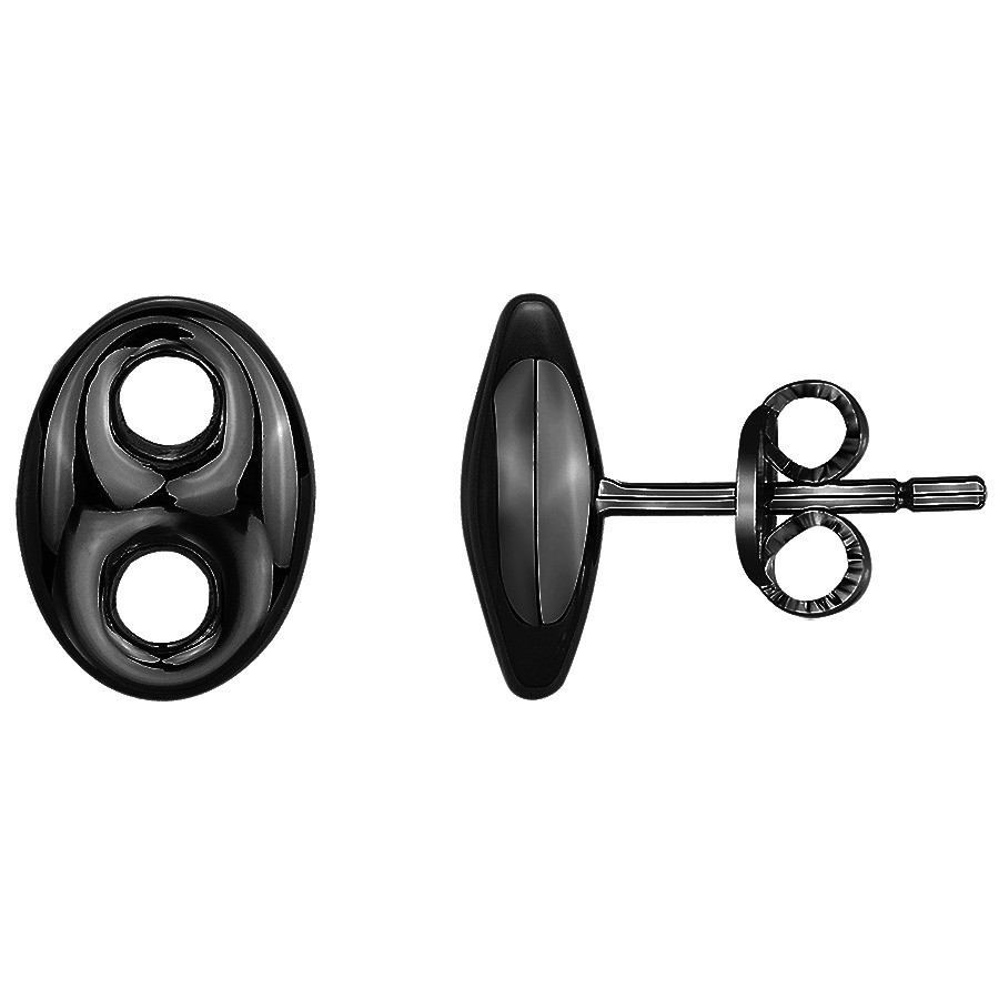 Boucles d'oreilles Grain de café Noir Phebus Homme en Acier