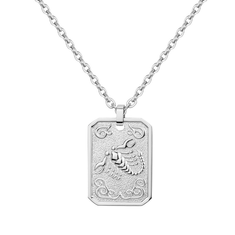Collier Zodiaque Scorpion Argent Phebus Homme en Acier
