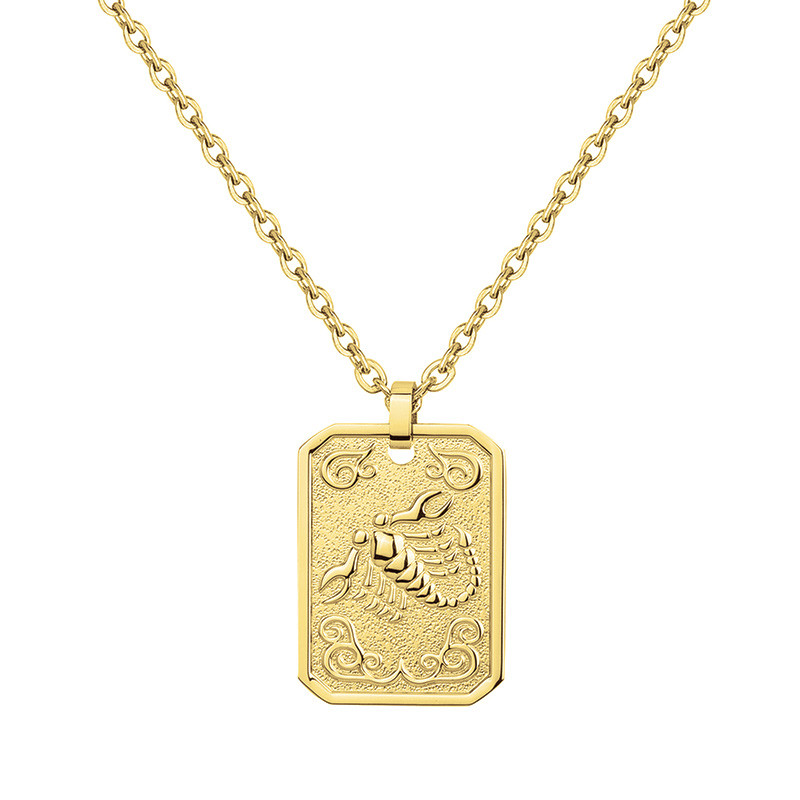 Collier Zodiaque Scorpion Doré Phebus Homme en Acier
