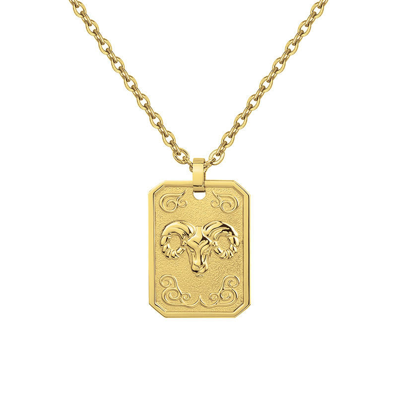 Collier Zodiaque Bélier Doré Phebus Homme en Acier