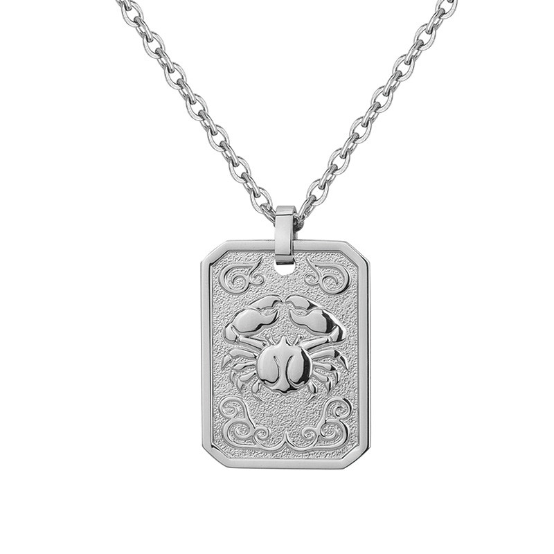 Collier Zodiaque Cancer Argent Phebus Homme en Acier