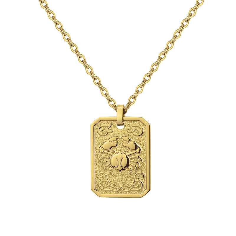 Collier Zodiaque Cancer Doré Phebus Homme en Acier