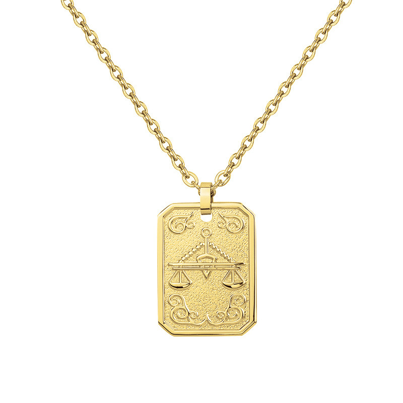 Collier Zodiaque Balance Doré Phebus Homme en Acier