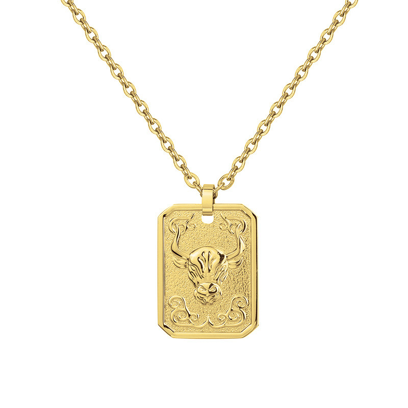 Collier Zodiaque Taureau Doré Phebus Homme en Acier