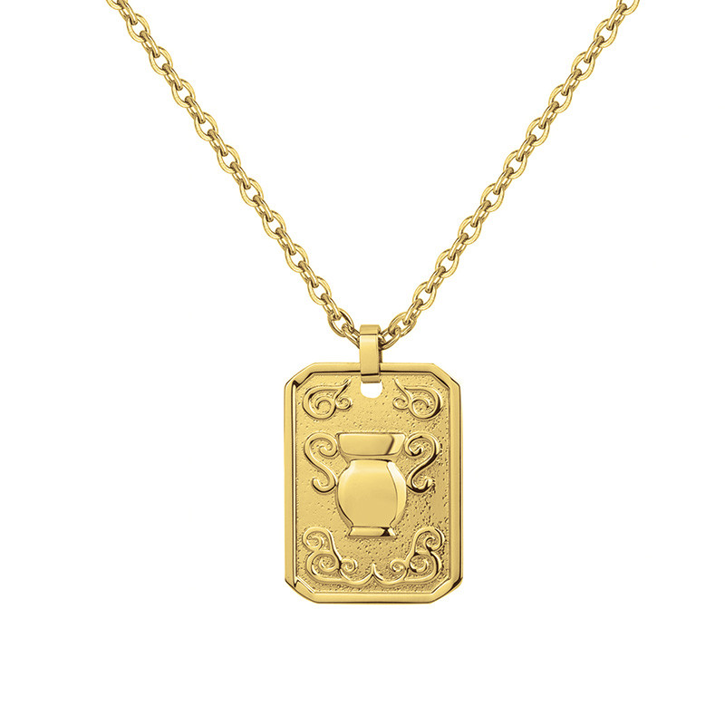 Collier Zodiaque Verseau Doré Phebus Homme en Acier